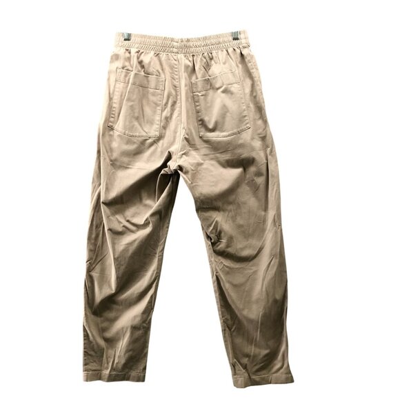Uniqlo Cotton Relaxed Easy Ankle Pants Mens S Beige Pull On Drawstring - Picture 2 of 9